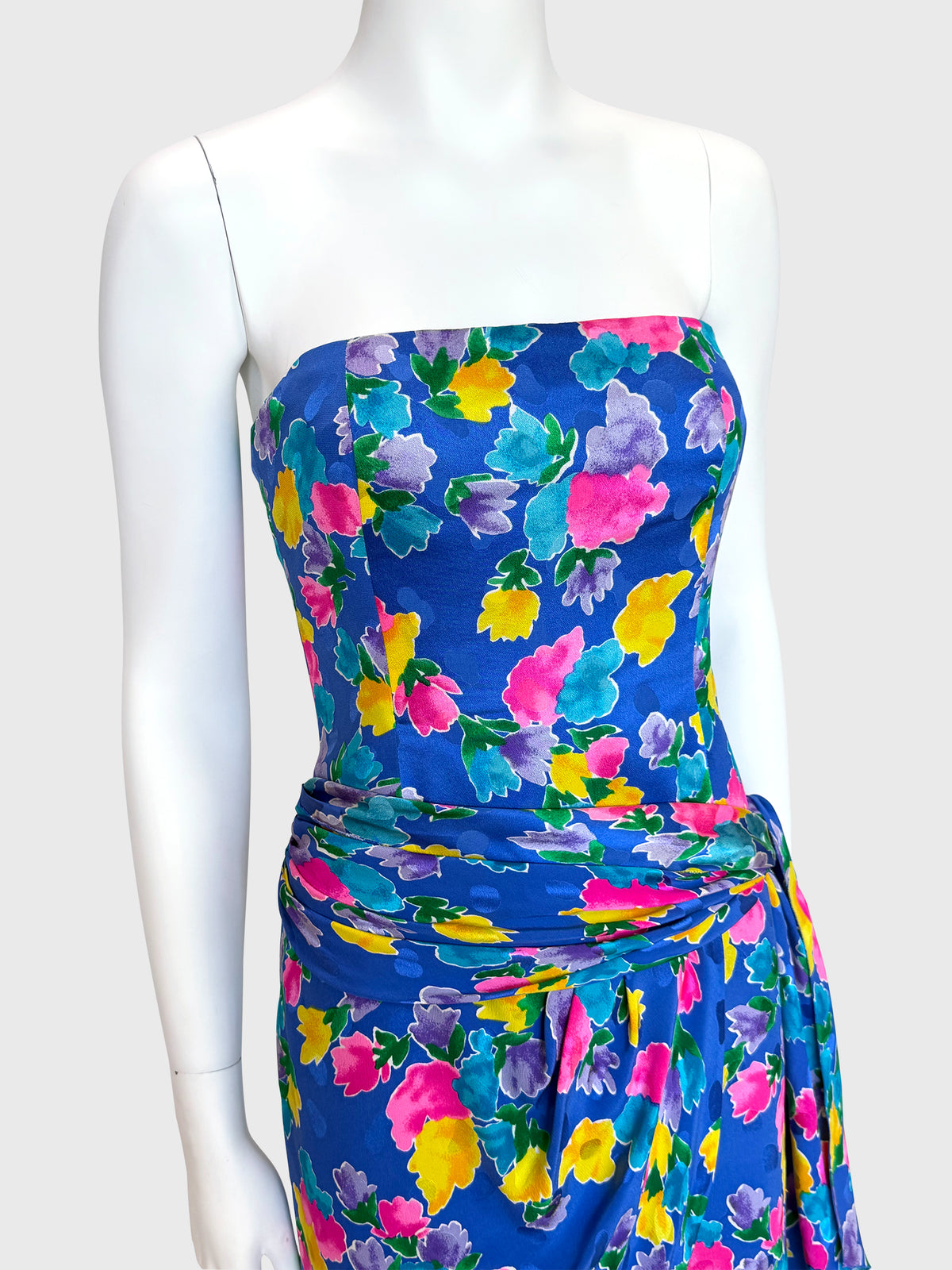 JEAN-LOUIS SCHERRER Spring 1988 Vintage Documented Floral Silk Dress Runway Design Size S