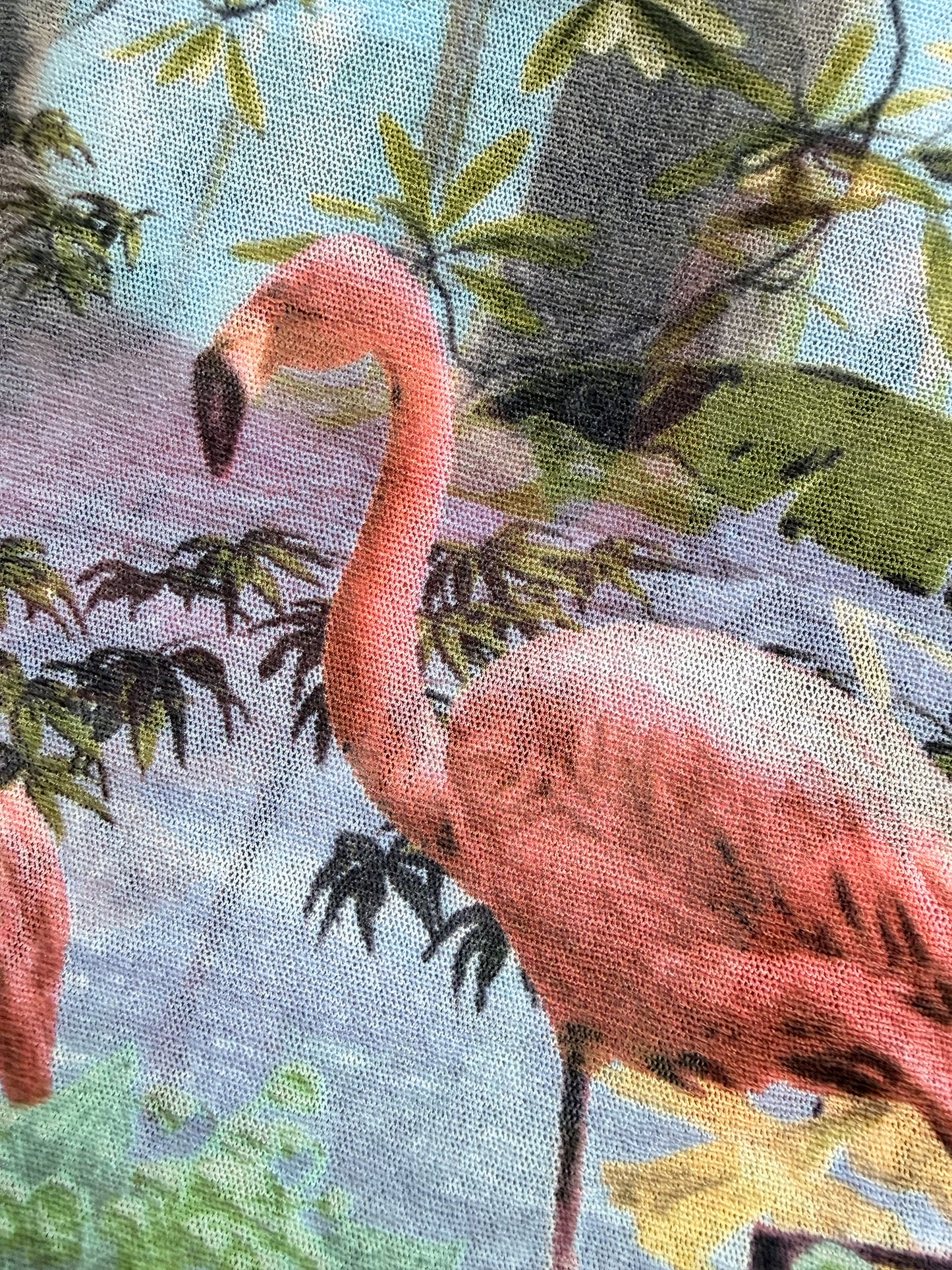 JEAN PAUL GAULTIER 1990s Vintage Flamingo Print Mesh Shirt Top Size M