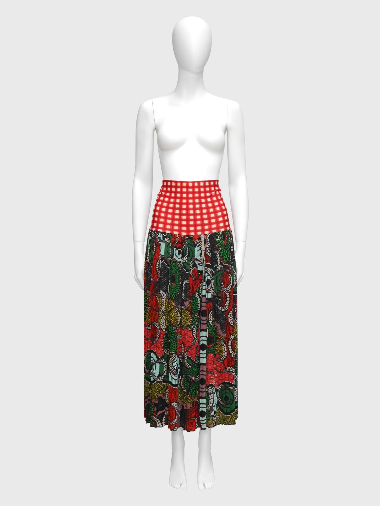 JEAN PAUL GAULTIER c. 1996 Cyberbaba Op Art Print 1990s Vintage Maxi Skirt Size M