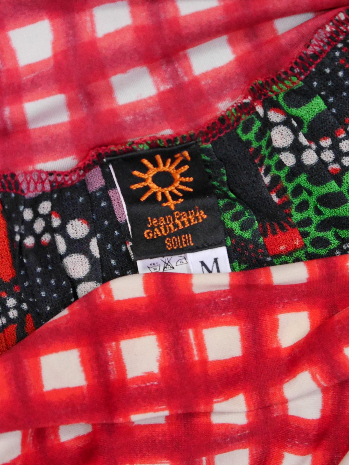 JEAN PAUL GAULTIER c. 1996 Cyberbaba Op Art Print 1990s Vintage Maxi Skirt Size M