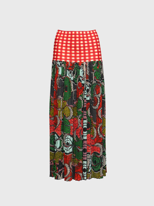 JEAN PAUL GAULTIER c. 1996 Cyberbaba Op Art Print 1990s Vintage Maxi Skirt Size M