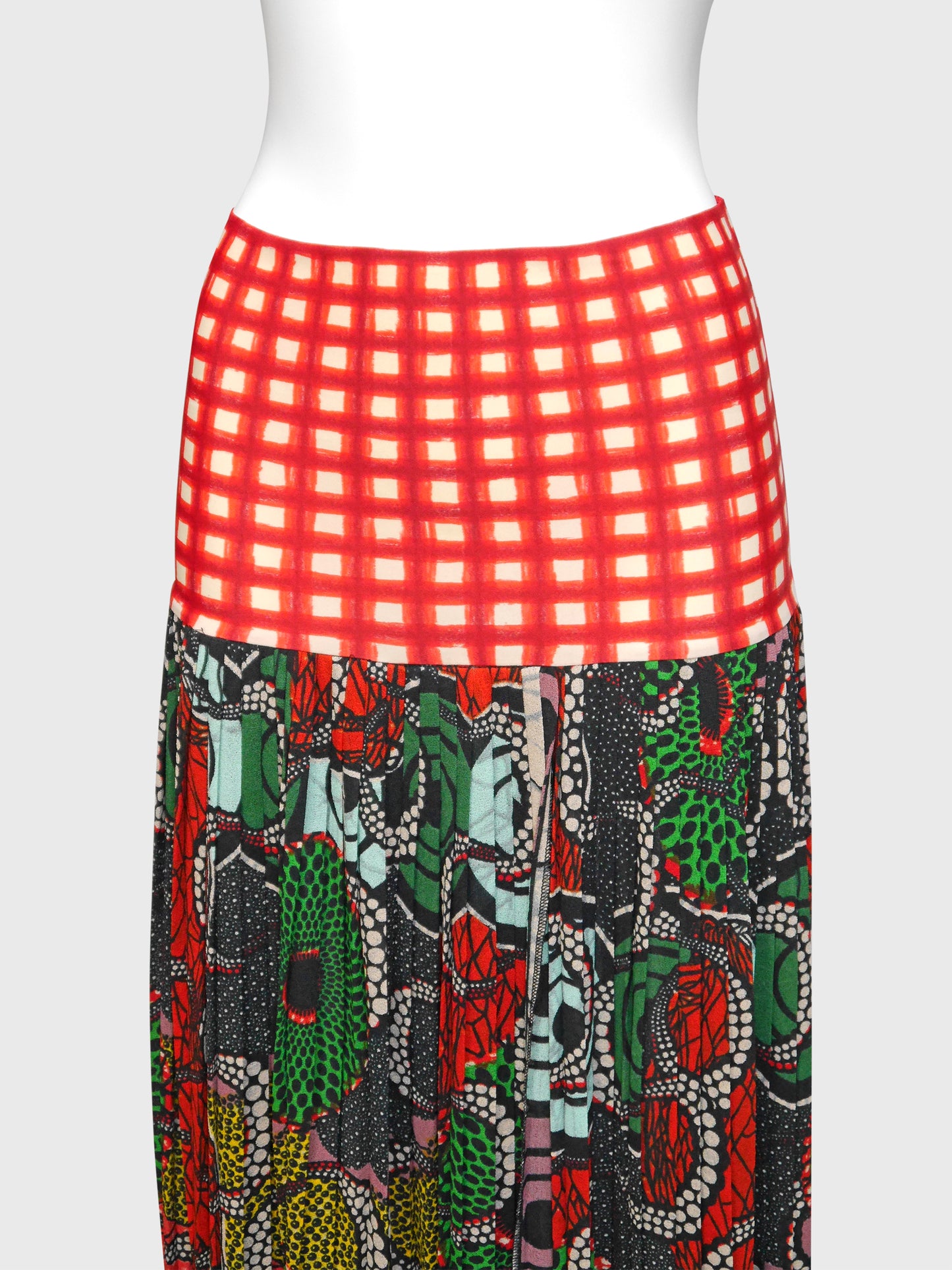 JEAN PAUL GAULTIER c. 1996 Cyberbaba Op Art Print 1990s Vintage Maxi Skirt Size M