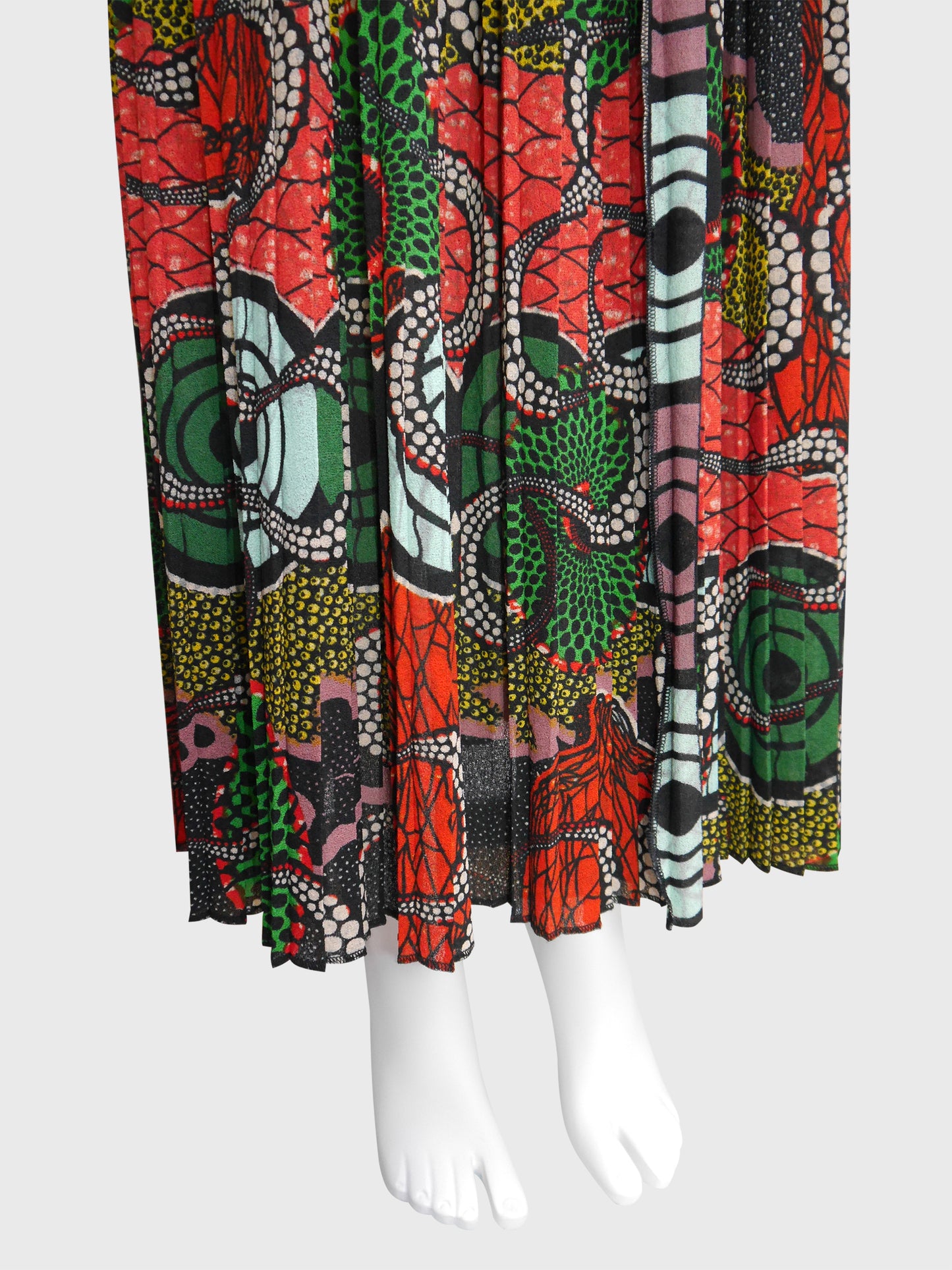 JEAN PAUL GAULTIER c. 1996 Cyberbaba Op Art Print 1990s Vintage Maxi Skirt Size M