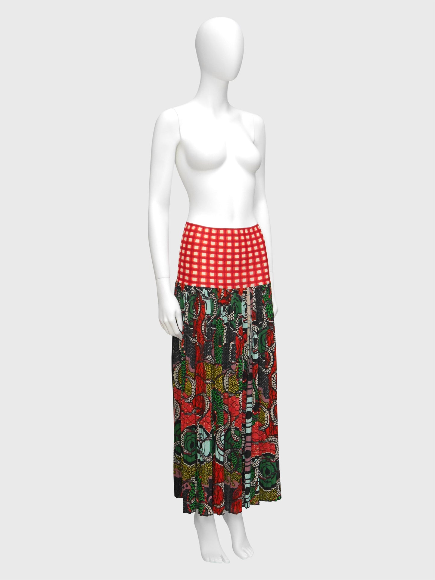 JEAN PAUL GAULTIER c. 1996 Cyberbaba Op Art Print 1990s Vintage Maxi Skirt Size M