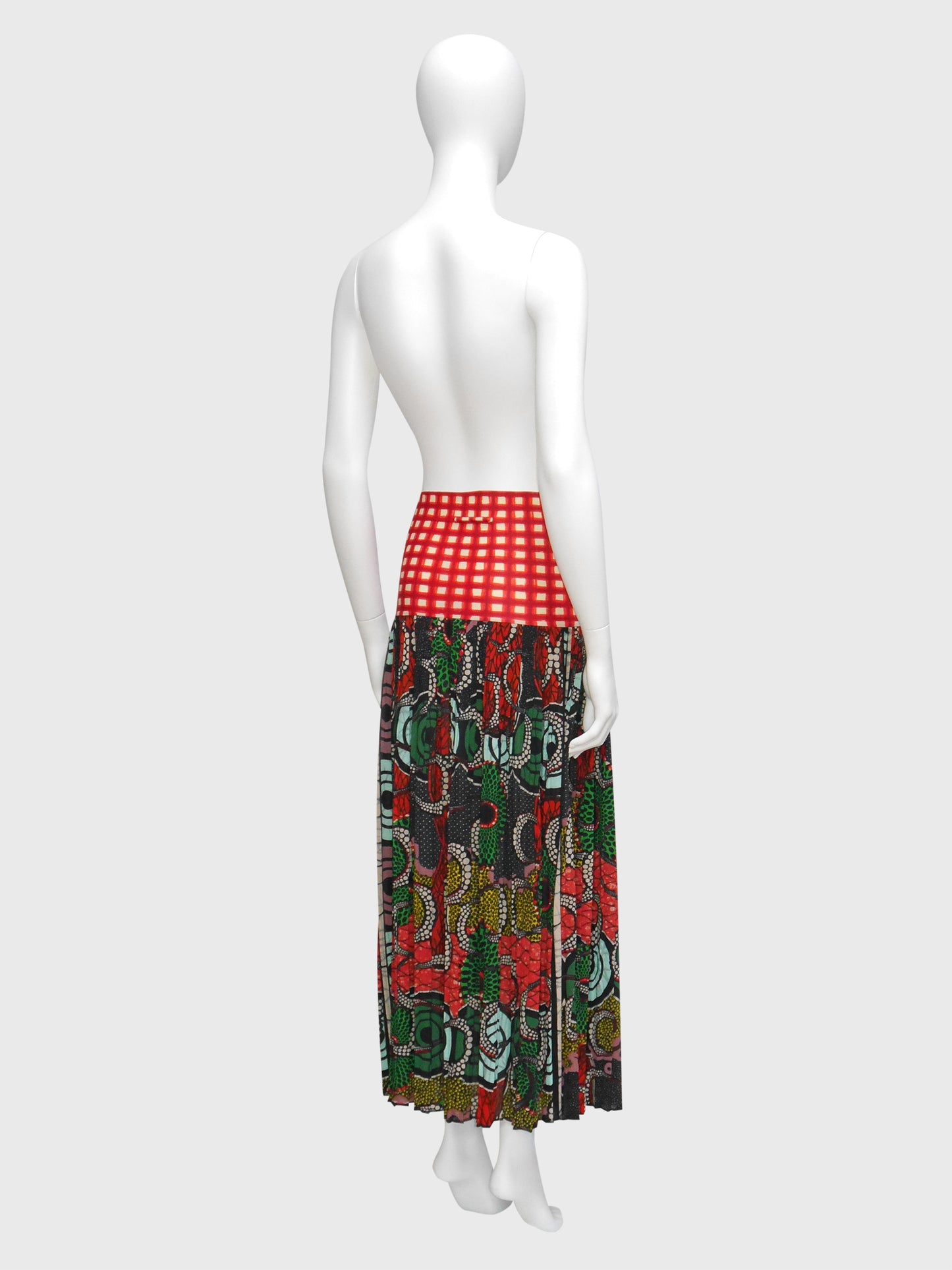 JEAN PAUL GAULTIER c. 1996 Cyberbaba Op Art Print 1990s Vintage Maxi Skirt Size M