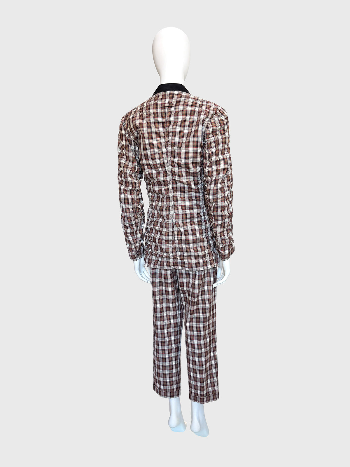 JEAN PAUL GAULTIER 2000s Vintage Tartan Pajama-Style Suit with Shirred Jacket Size S