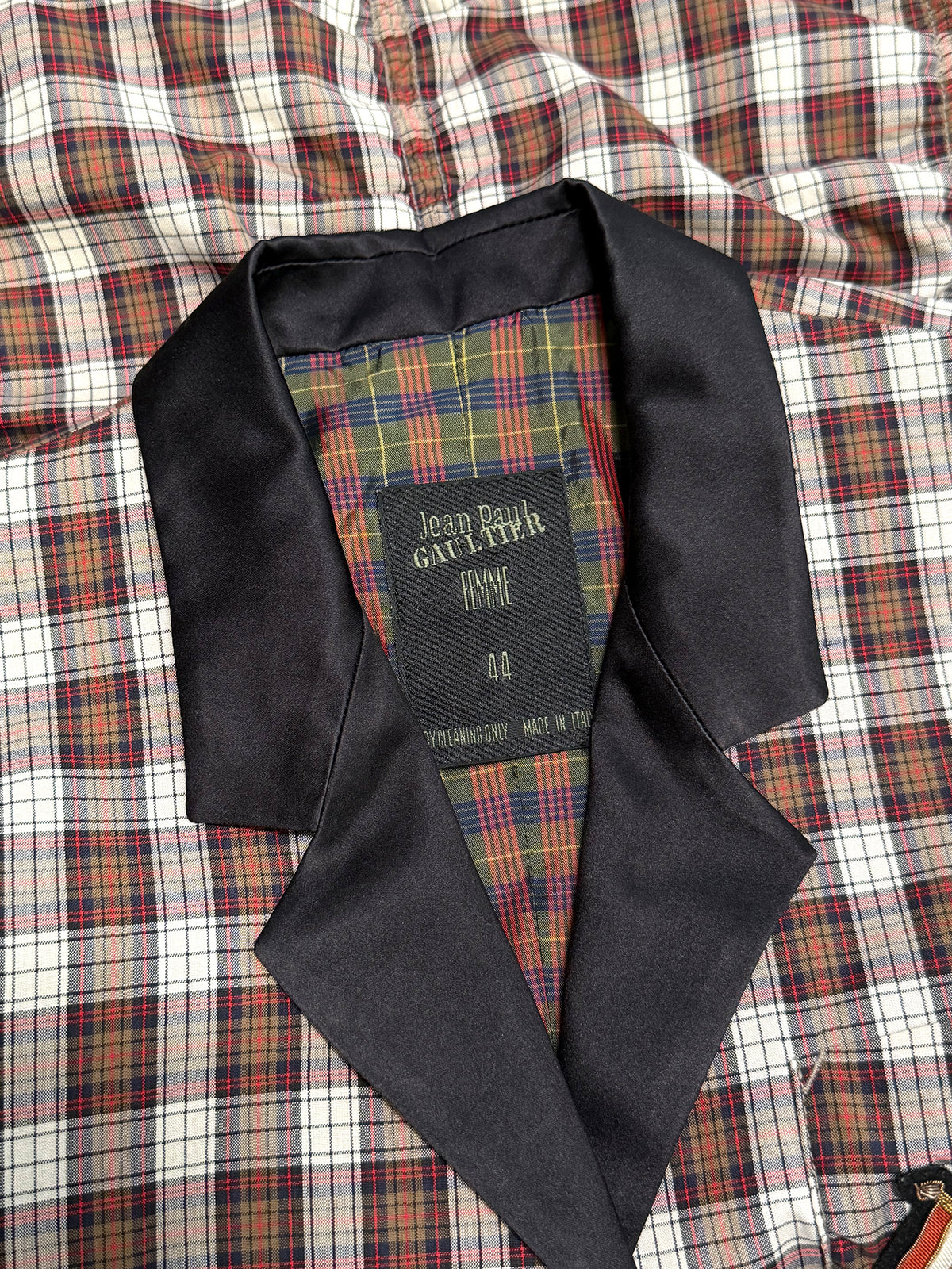 JEAN PAUL GAULTIER 2000s Vintage Tartan Pajama-Style Suit with Shirred Jacket Size S