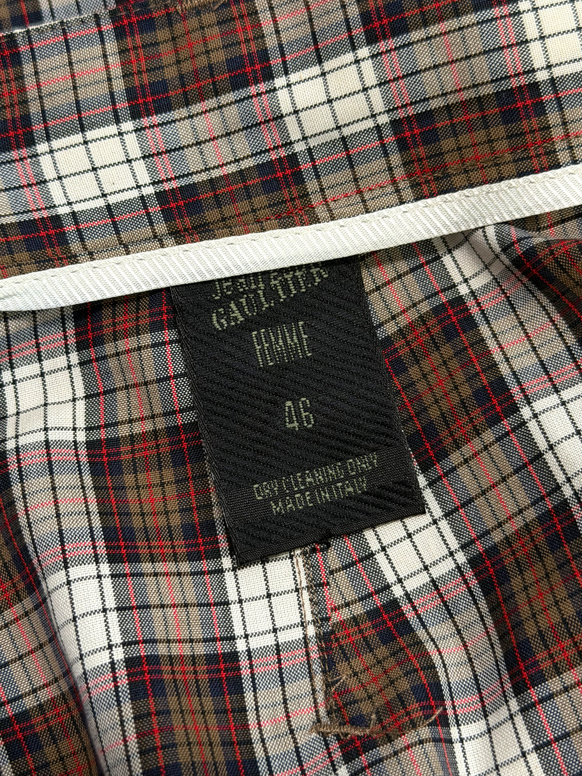 JEAN PAUL GAULTIER 2000s Vintage Tartan Pajama-Style Suit with Shirred Jacket Size S