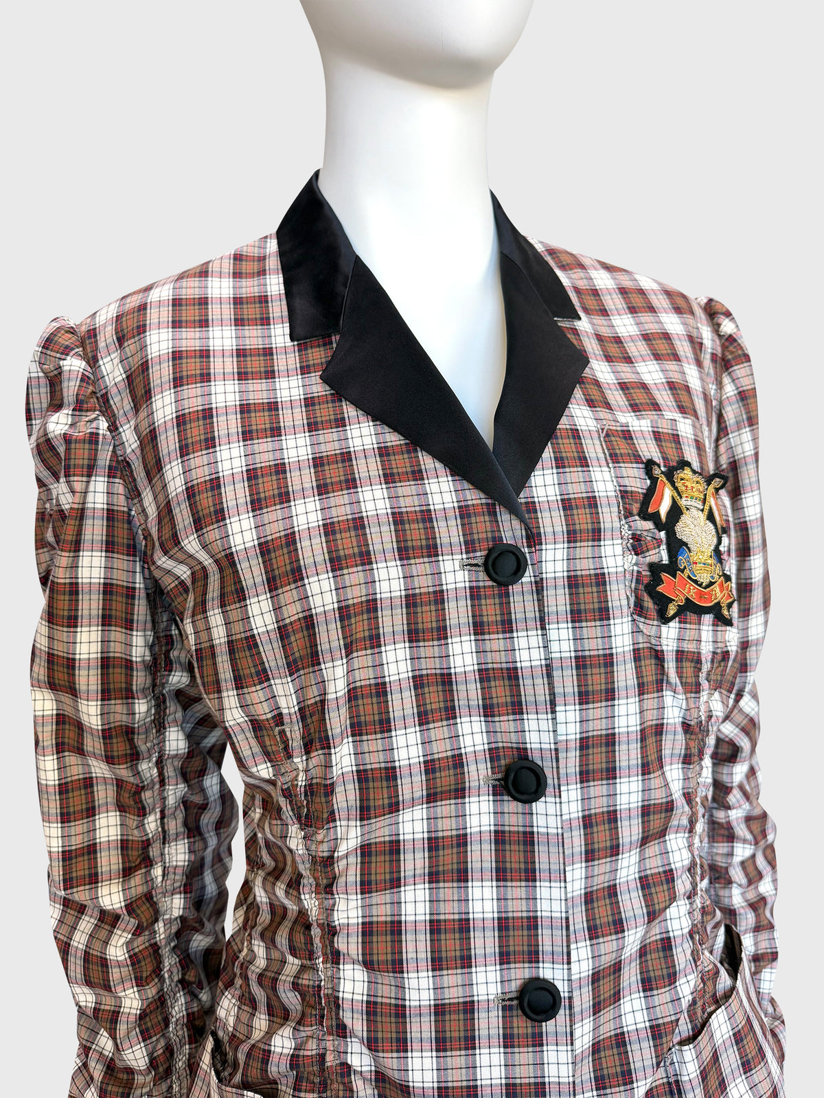 JEAN PAUL GAULTIER 2000s Vintage Tartan Pajama-Style Suit with Shirred Jacket Size S