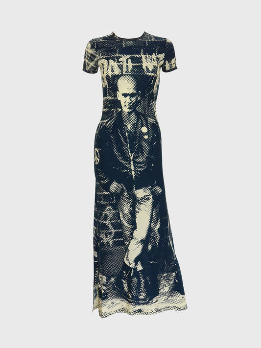 JEAN PAUL GAULTIER Fall 1997 Vintage "Fight Racism" Print Maxi Dress