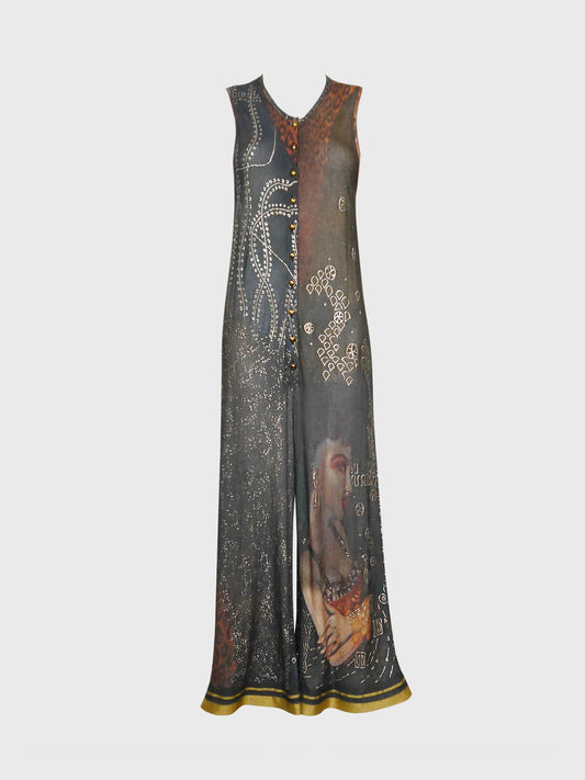 JEAN PAUL GAULTIER Spring 1989 Vintage Rare Jumpsuit w/ Elaborate Print Size S-M