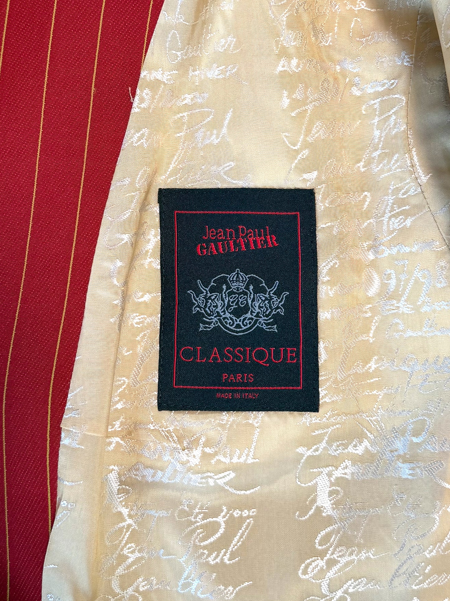 JEAN PAUL GAULTIER Spring 1997 Vintage Pinstripe Jacket & Maxi Skirt Suit Size S-M