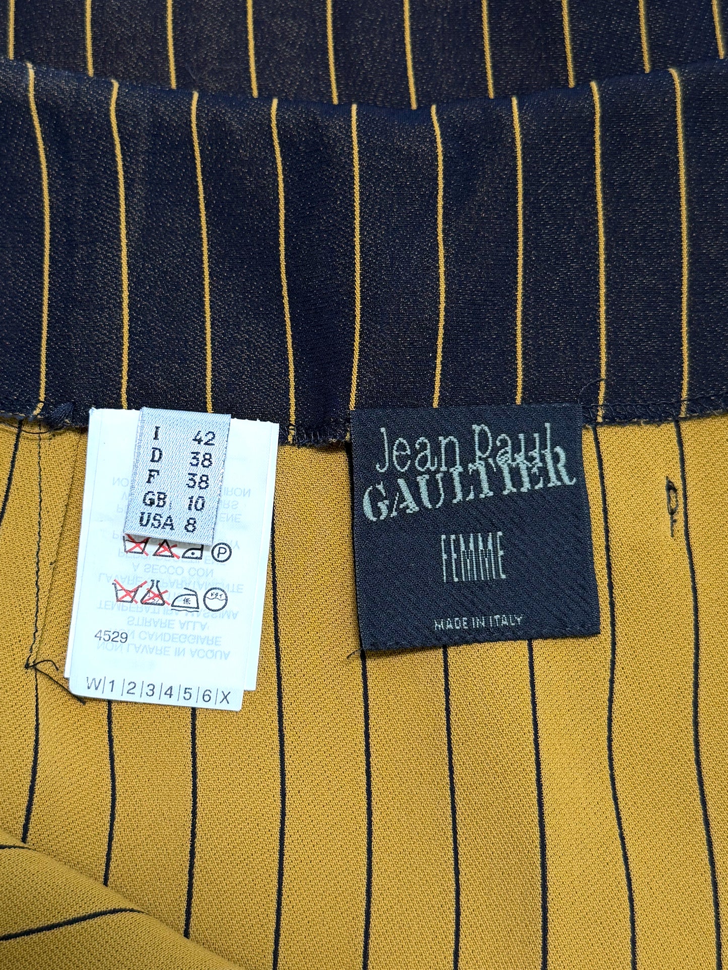 JEAN PAUL GAULTIER Spring 1997 Vintage Pinstripe Jacket & Maxi Skirt Suit Size S-M