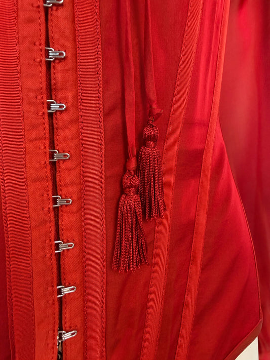 JEAN PAUL GAULTIER Spring 2008 Vintage Red Silk Corset Top Blouse Size S