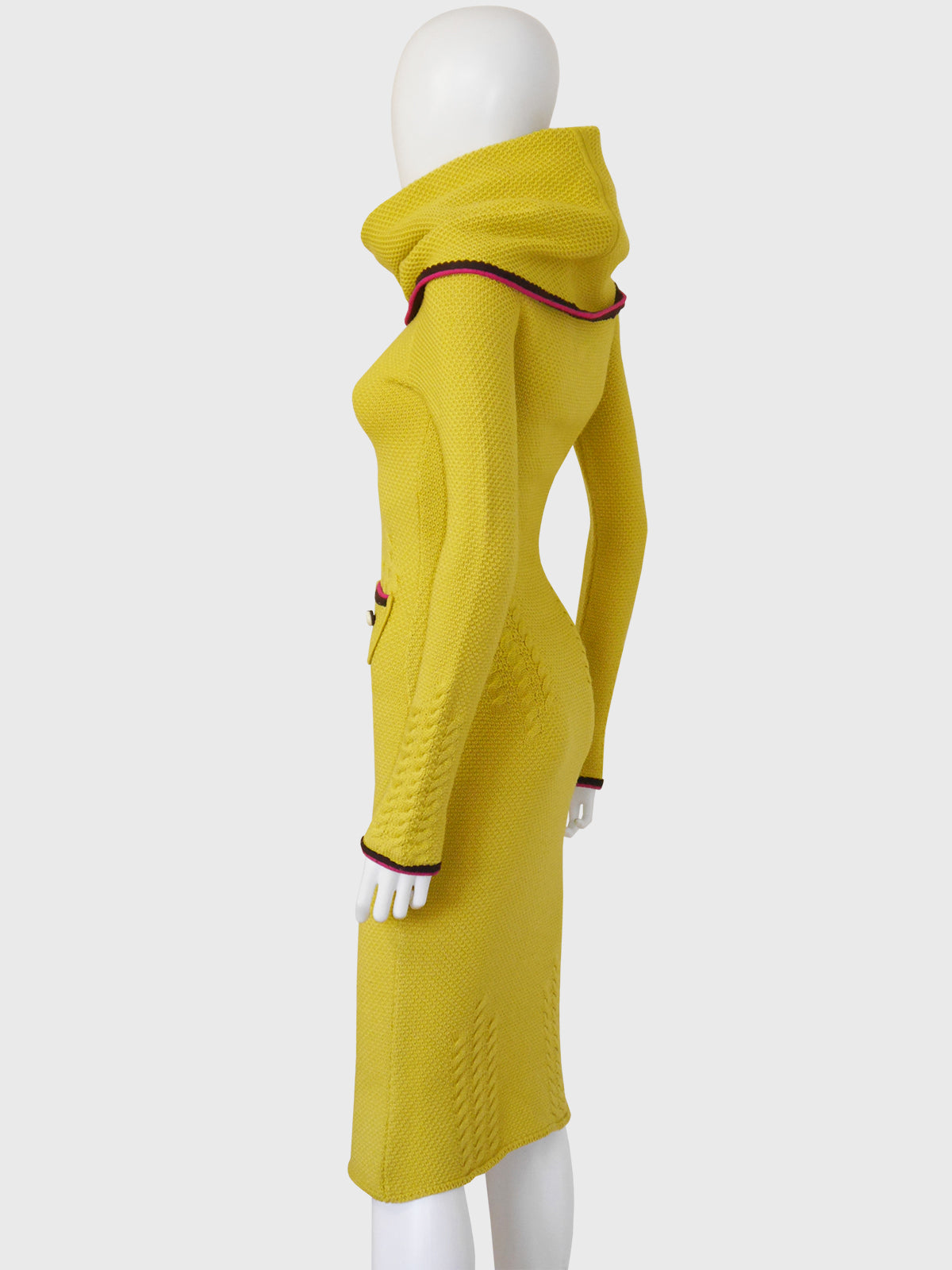 JOHN GALLIANO Fall 1999 Vintage Knit Dress w/ Oversized Collar