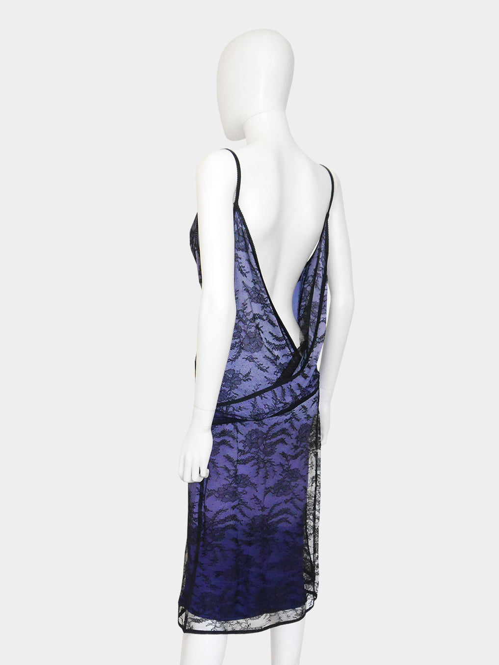 JOHN GALLIANO Fall 1998 Vintage Backless Ombré Lace Evening Dress Size L