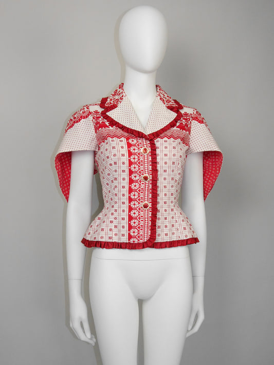JOHN GALLIANO Spring 1997 Vintage Rare Bandana Style Tailored Jacket Size XS