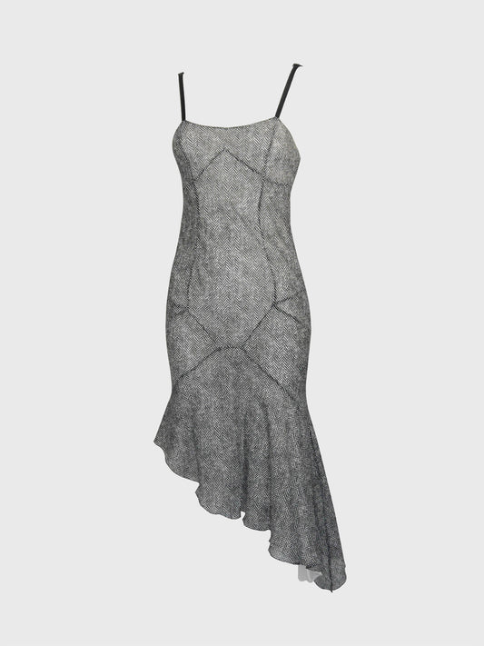JOHN GALLIANO Spring 2001 Vintage Asymmetrical Silk Slip Dress Lingerie Style Size S