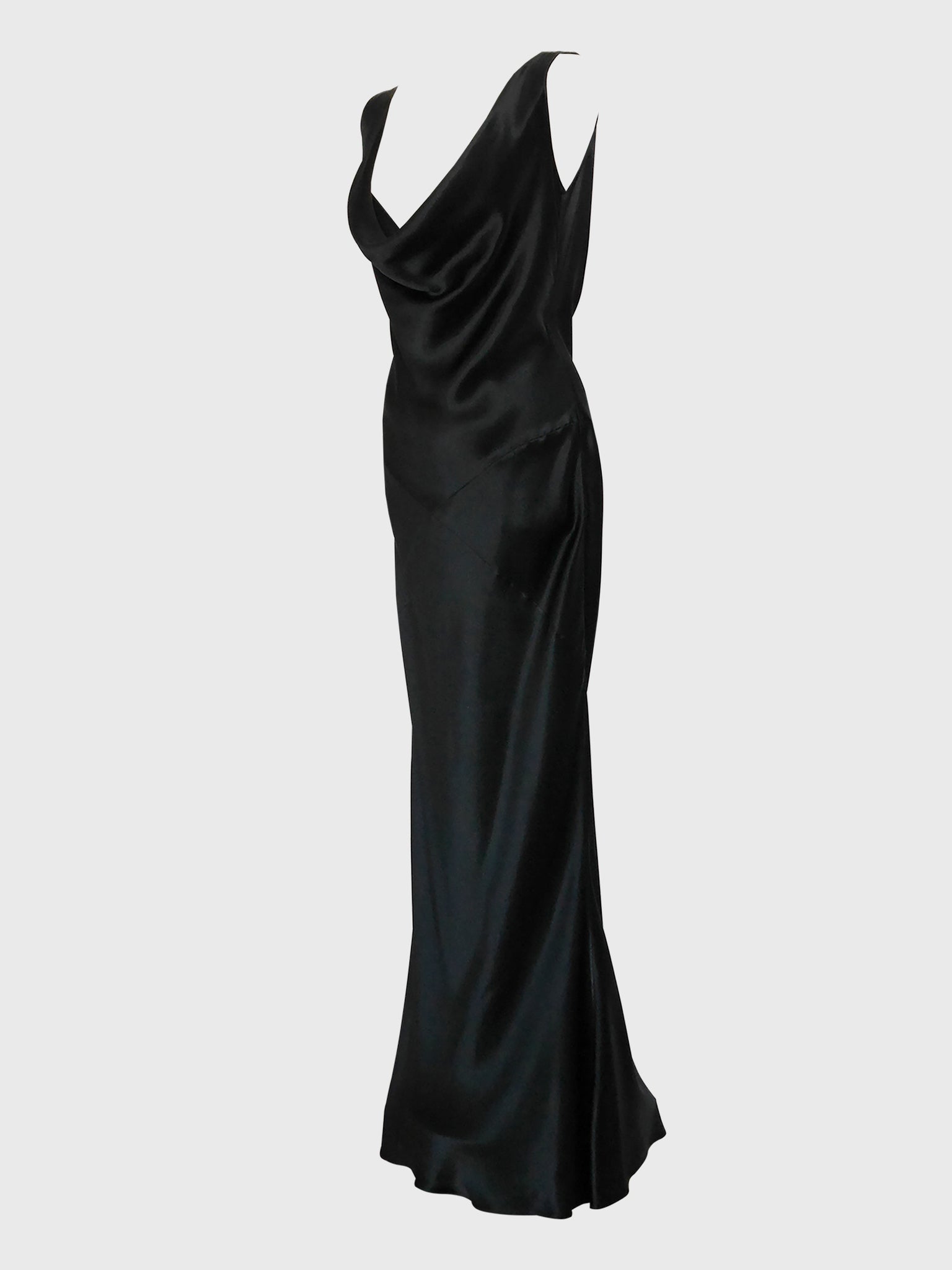 JOHN GALLIANO Spring 2003 Vintage Backless Cowl Neck Maxi Evening Gown