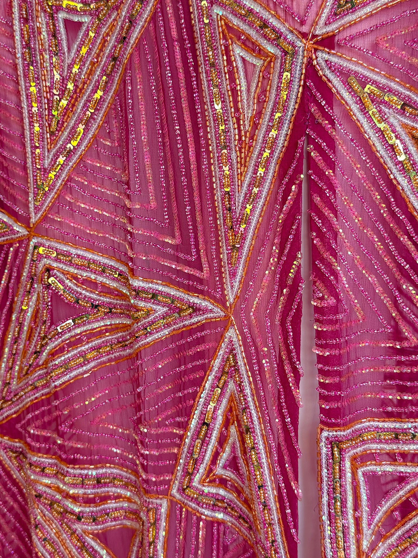 JULIEN MACDONALD 1990s 2000s Vintage Fully Beaded & Sequined Pink Silk Evening Gown Size XS