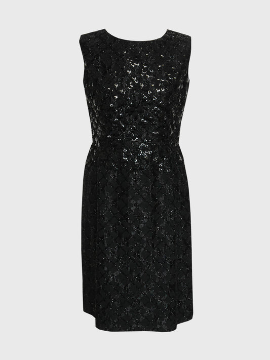 JEANNE LANVIN 1960s Vintage Sequined Little Black Dress