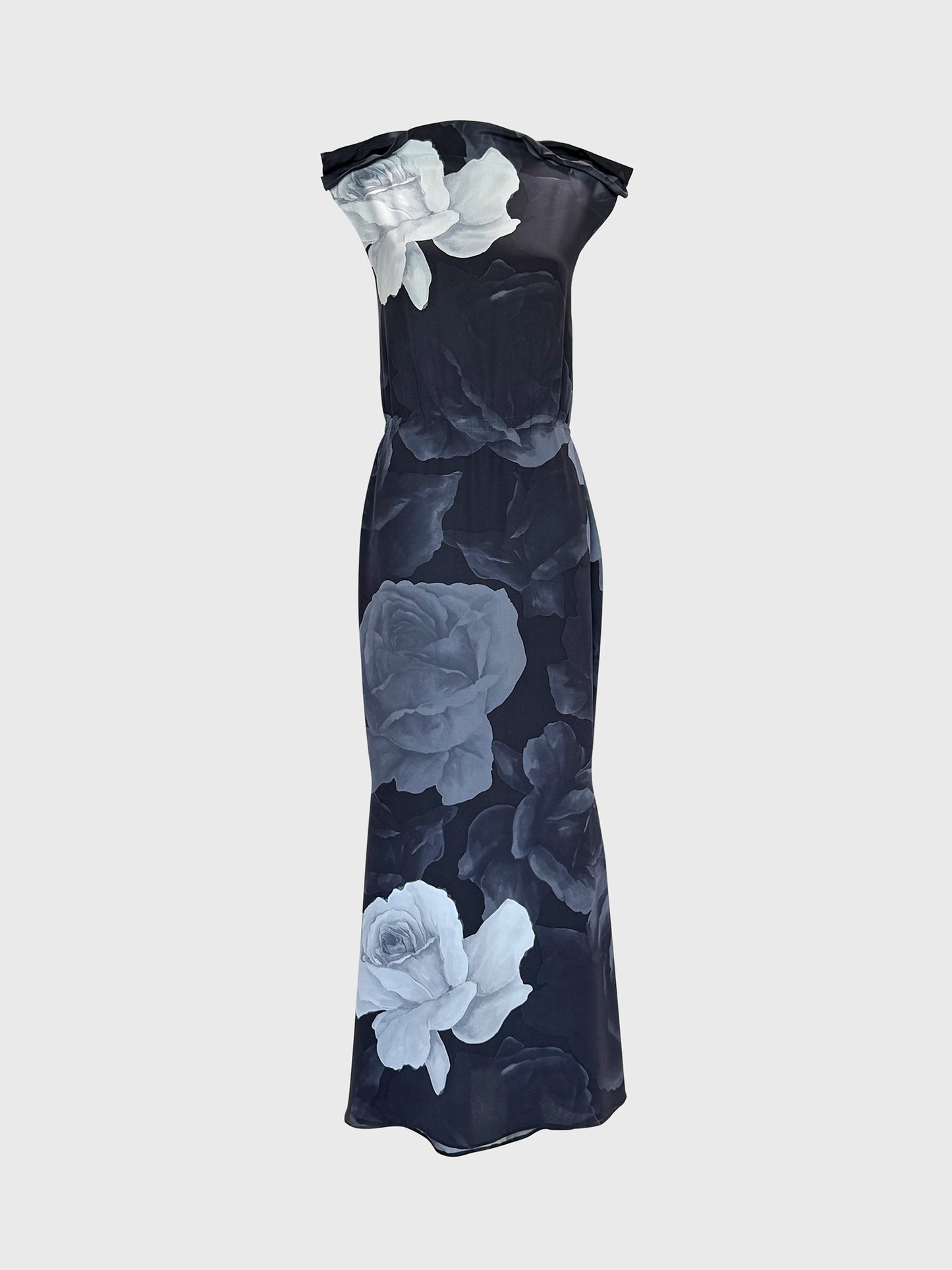 LANVIN by Alber Elbaz Fall 2011 Vintage Rose Print Silk Maxi Dress Size M