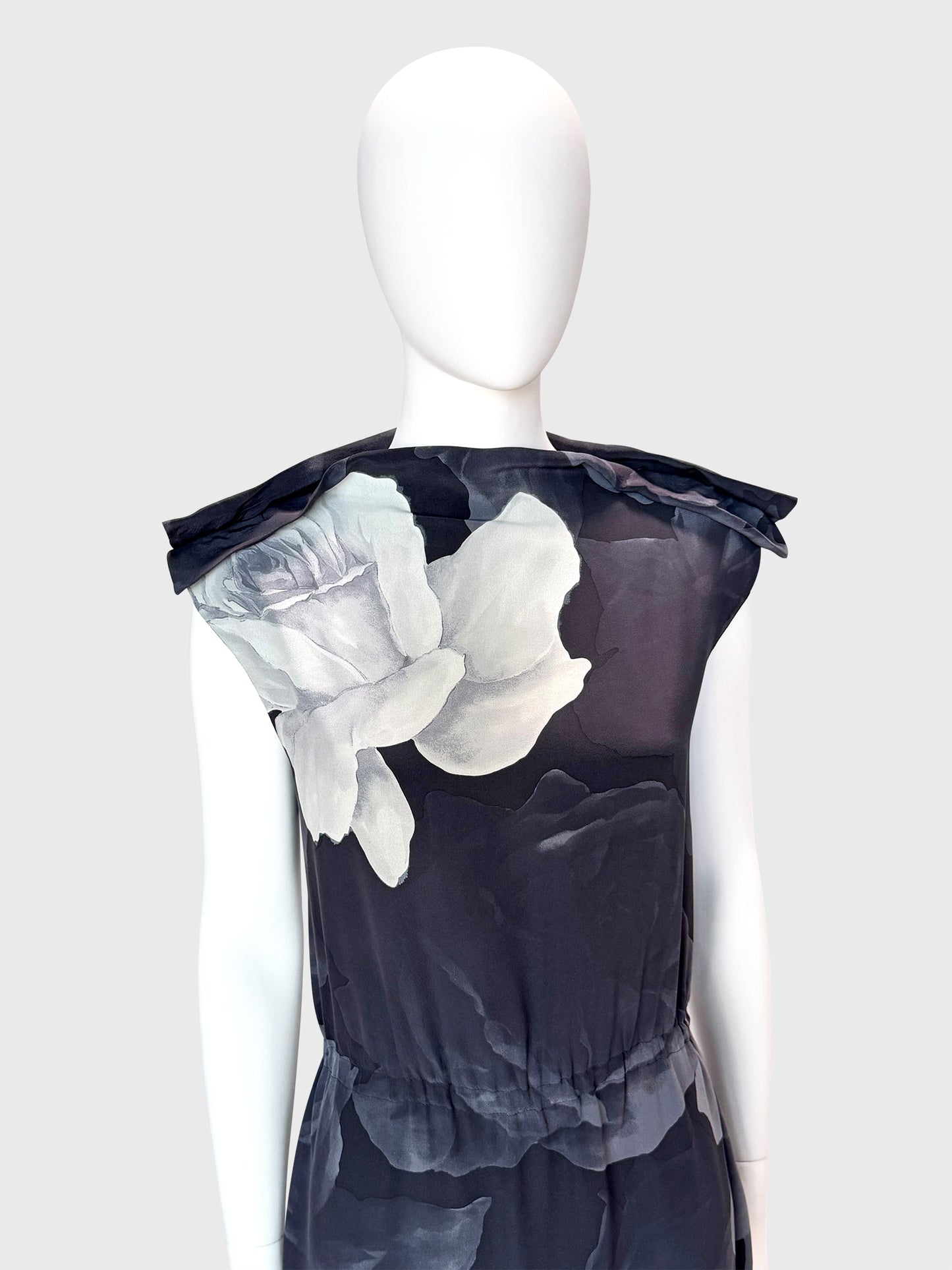 LANVIN by Alber Elbaz Fall 2011 Vintage Rose Print Silk Maxi Dress Size M