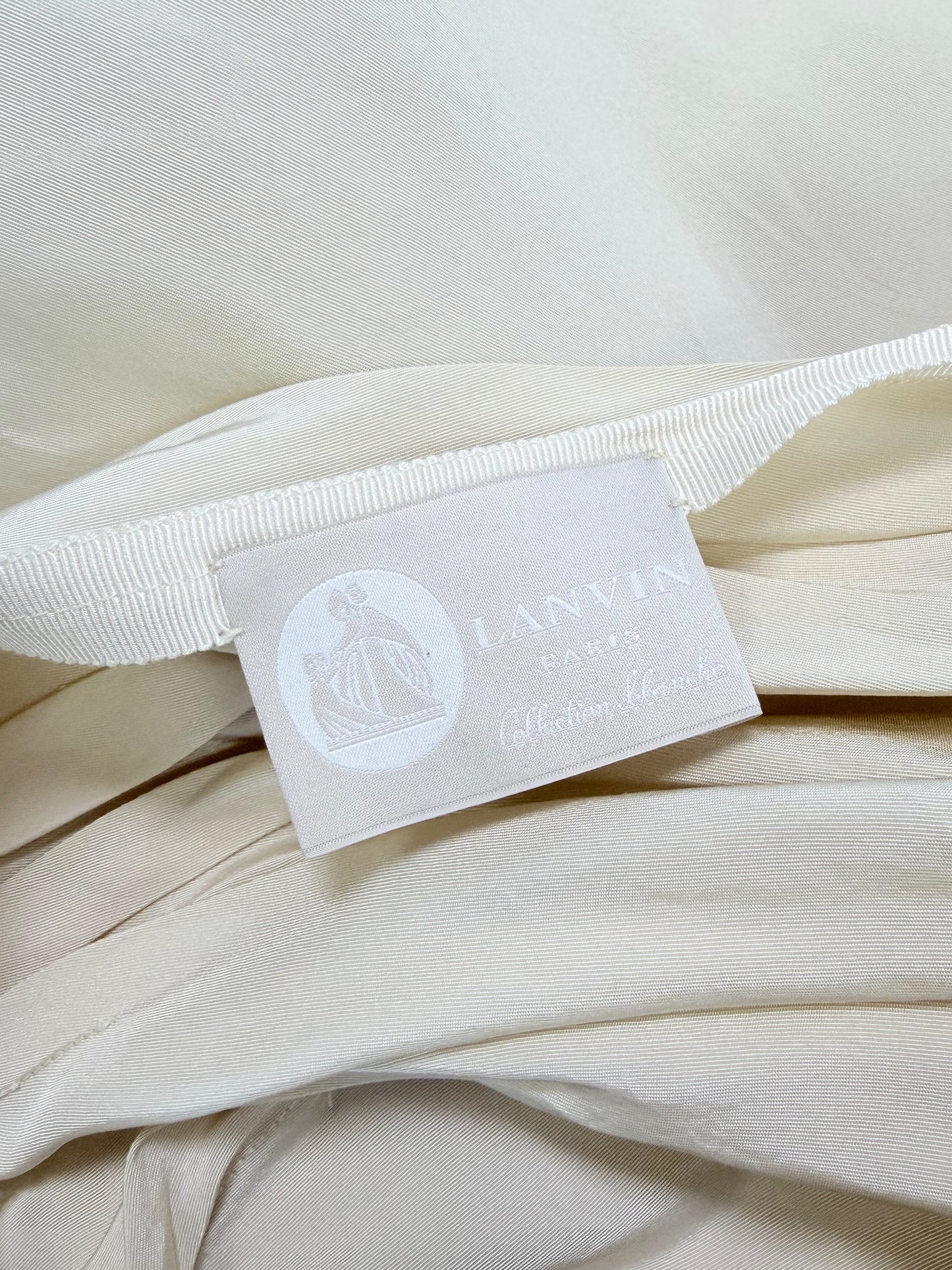 LANVIN BLANCHE 2013 Vintage Draped Silk Bridal Maxi Skirt w/ Train Size XS