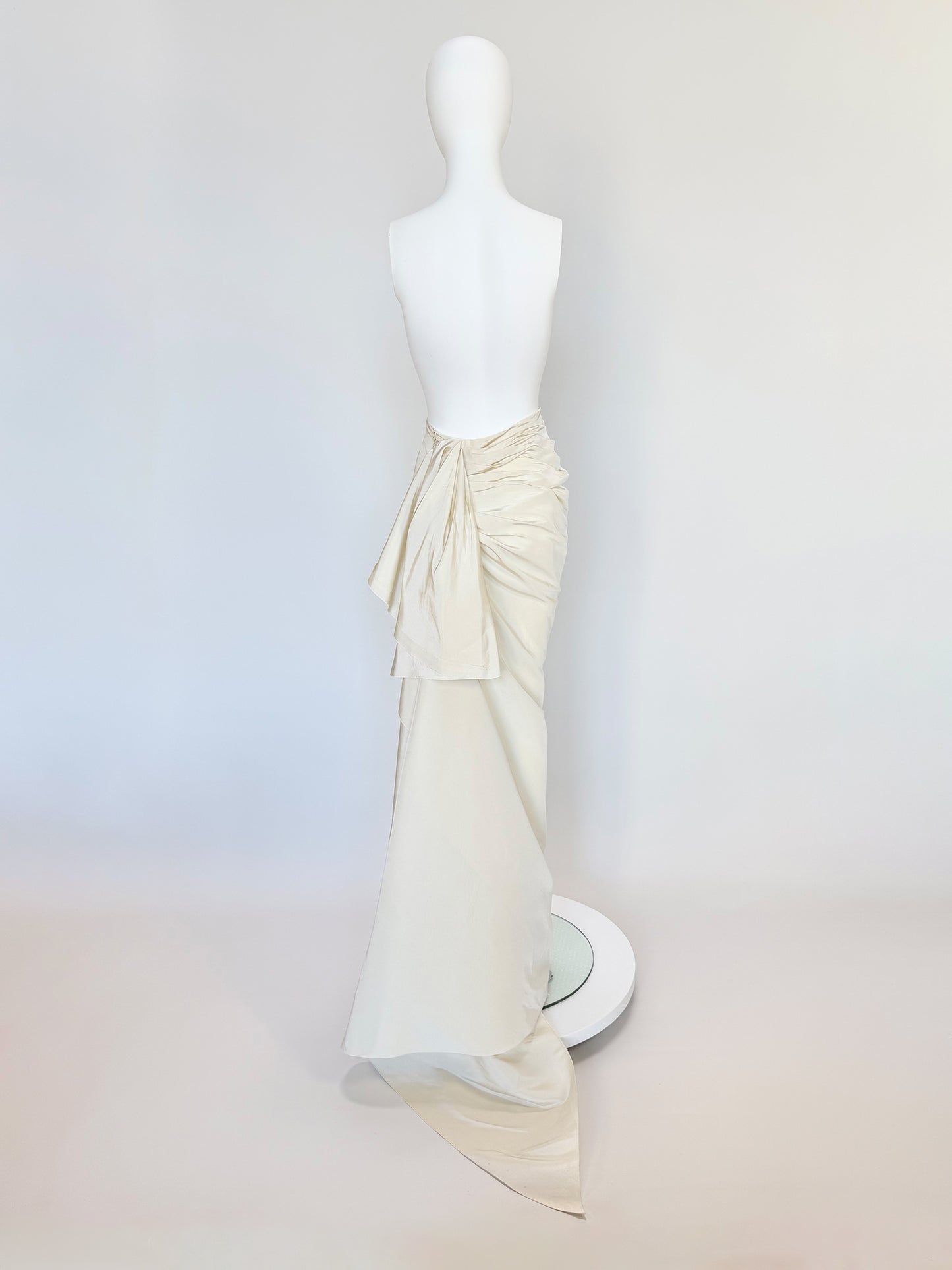 LANVIN BLANCHE 2013 Vintage Draped Silk Bridal Maxi Skirt w/ Train Size XS
