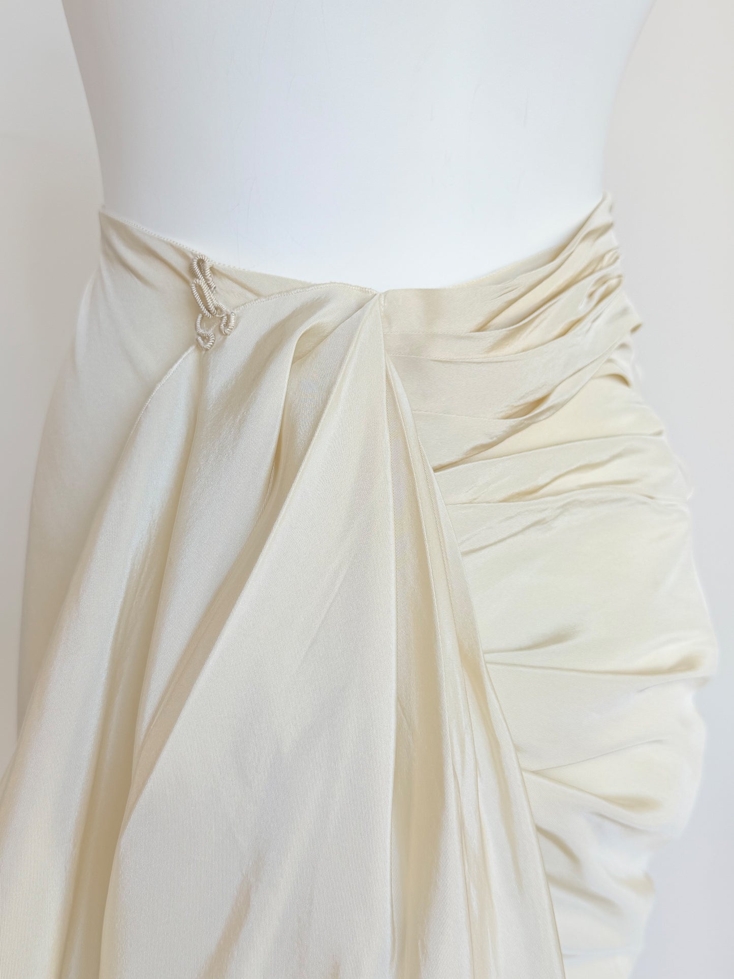 LANVIN BLANCHE 2013 Vintage Draped Silk Bridal Maxi Skirt w/ Train Size XS