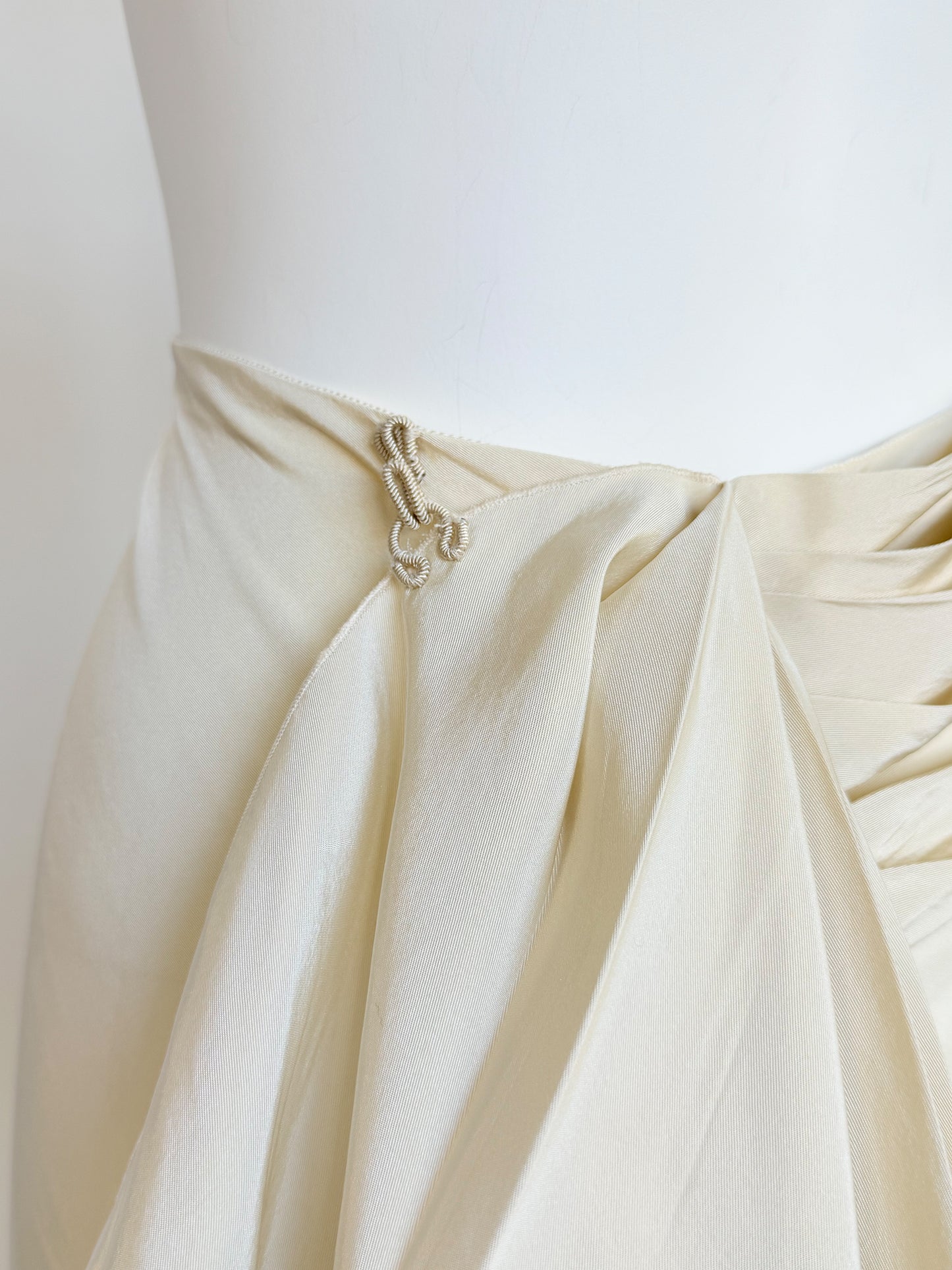 LANVIN BLANCHE 2013 Vintage Draped Silk Bridal Maxi Skirt w/ Train Size XS