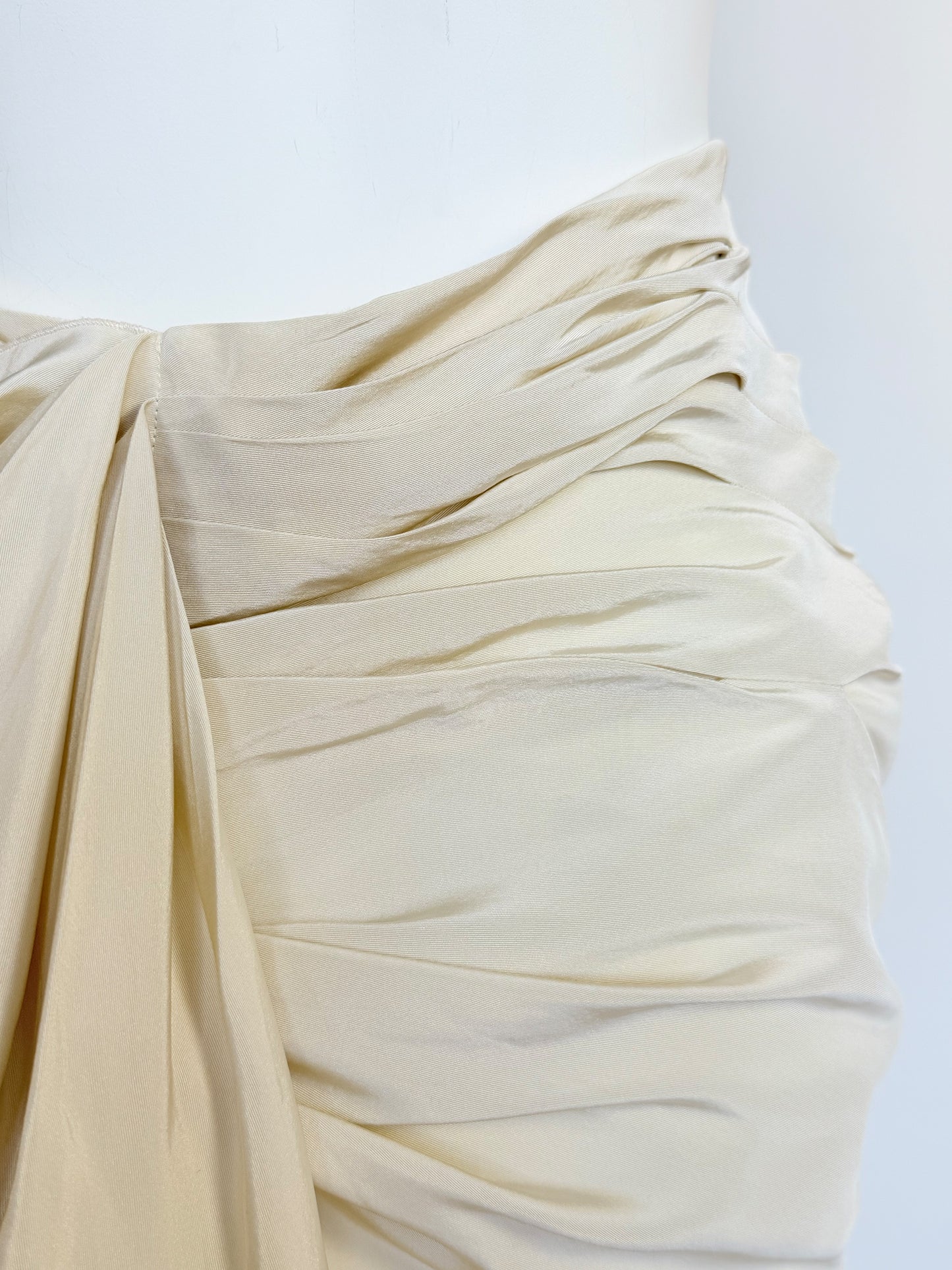 LANVIN BLANCHE 2013 Vintage Draped Silk Bridal Maxi Skirt w/ Train Size XS