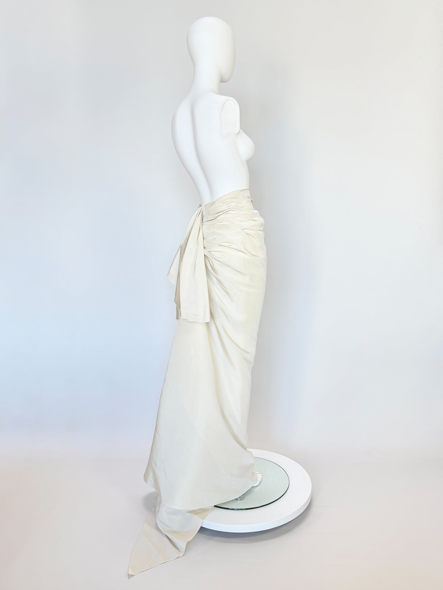 LANVIN BLANCHE 2013 Vintage Draped Silk Bridal Maxi Skirt w/ Train Size XS