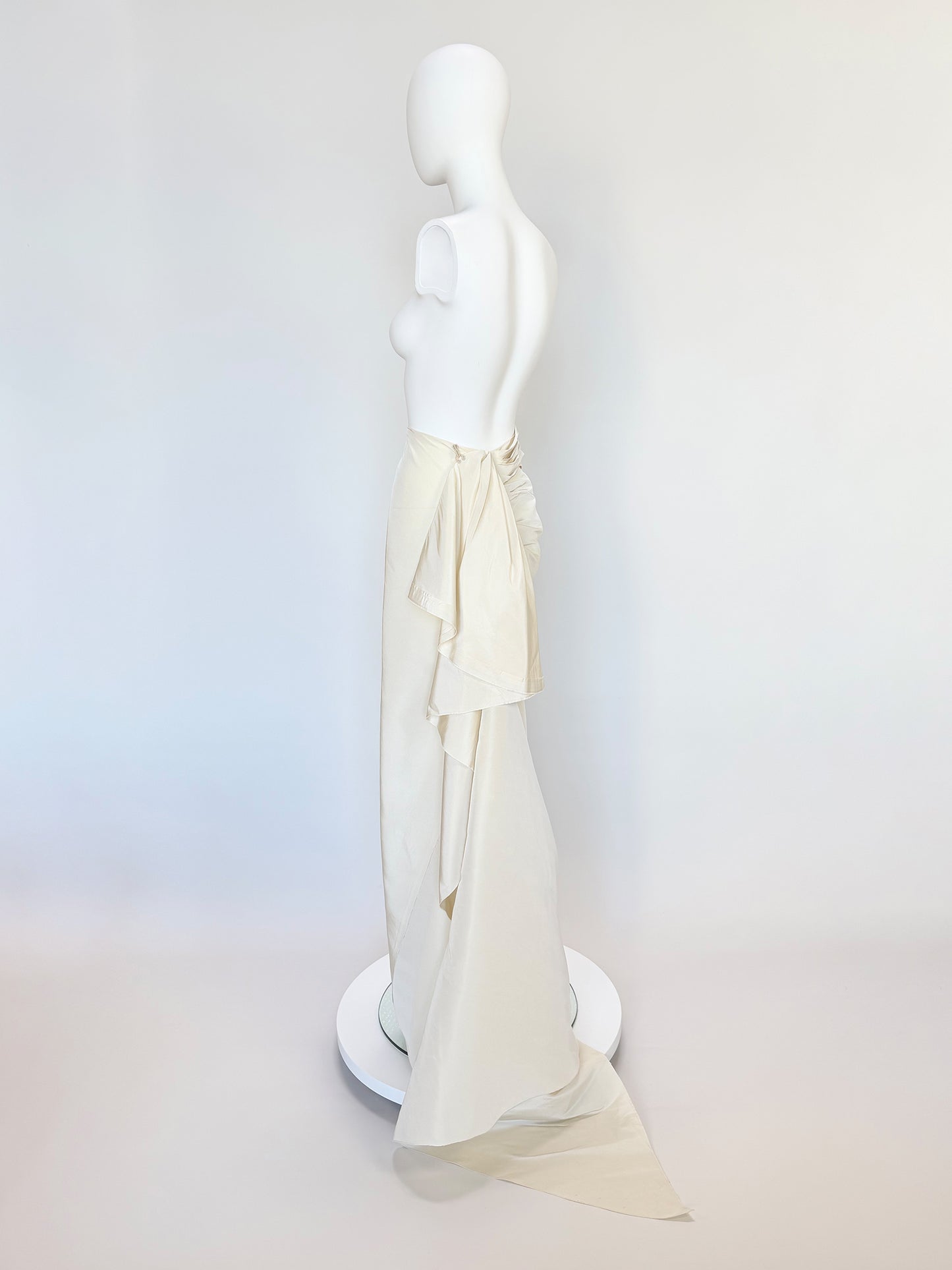 LANVIN BLANCHE 2013 Vintage Draped Silk Bridal Maxi Skirt w/ Train Size XS