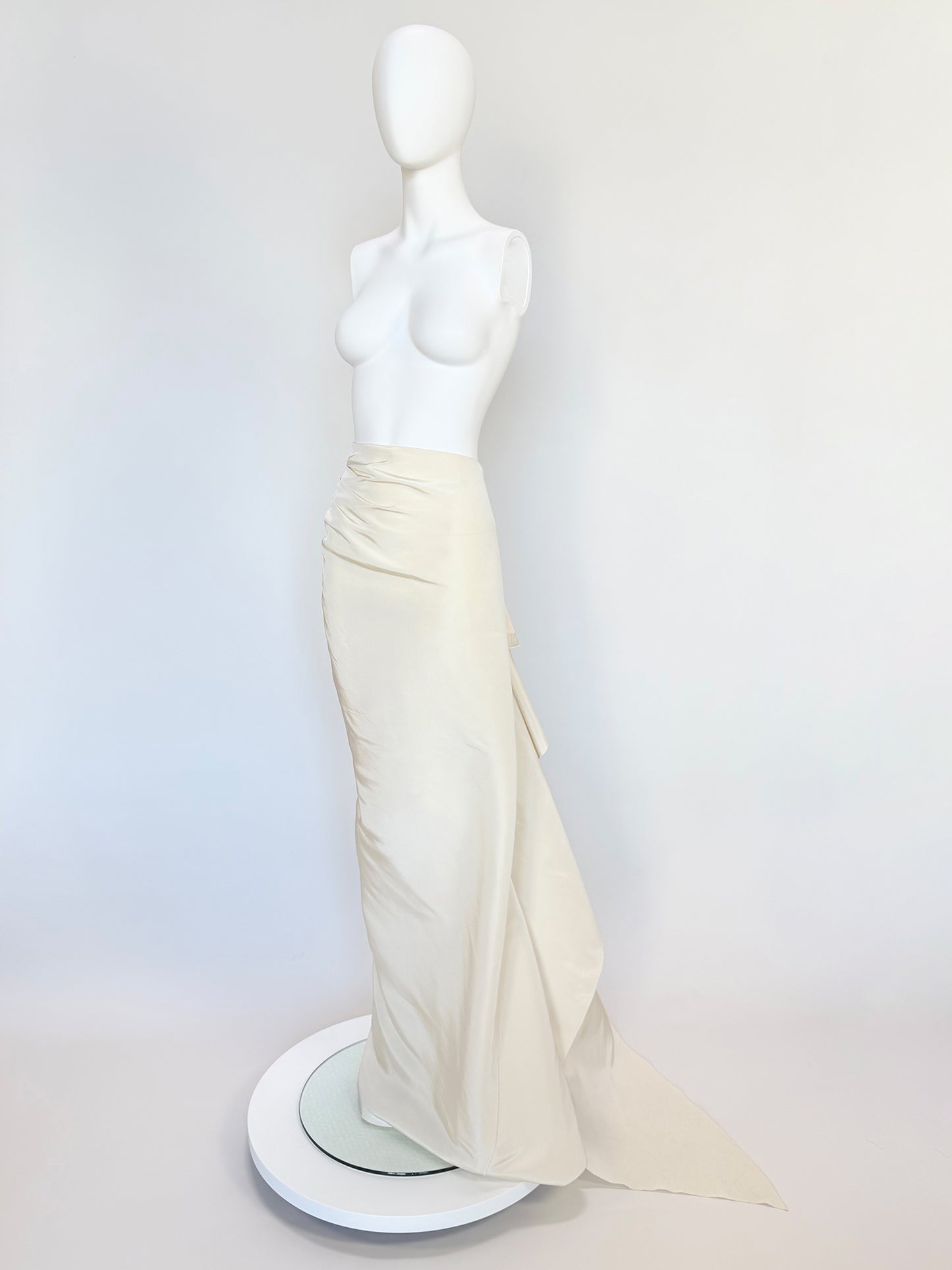LANVIN BLANCHE 2013 Vintage Draped Silk Bridal Maxi Skirt w/ Train Size XS