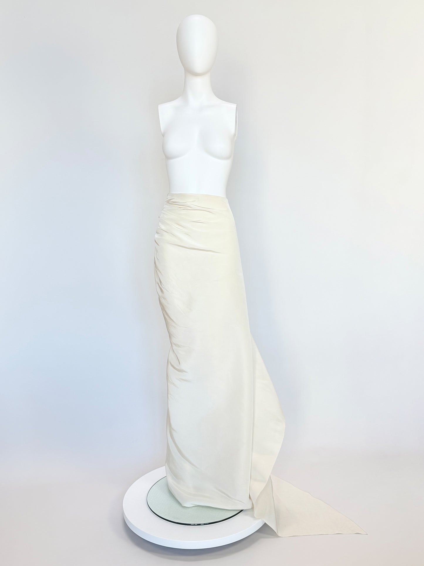 LANVIN BLANCHE 2013 Vintage Draped Silk Bridal Maxi Skirt w/ Train Size XS