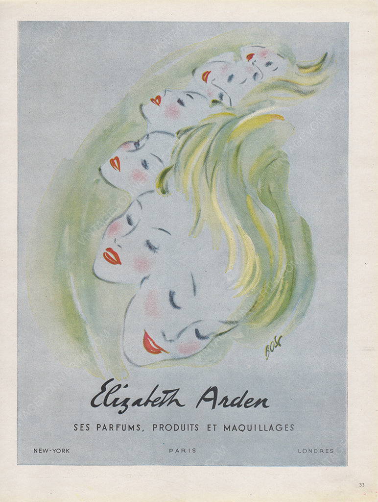 ELIZABETH ARDEN 1947 Vintage Advertisement 1940s Beauty Print Ad Perfume Makeup