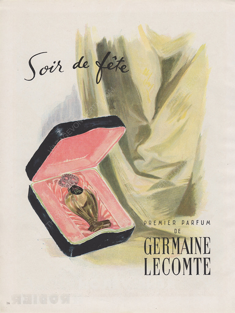 GERMAINE LECOMTE 1947 Vintage Advertisement 1940s Perfume Print Ad Fragrance Parfum