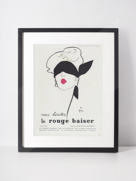 LE ROUGE BAISER 1950 Vintage Print Advertisement Beauty Ad René Gruau