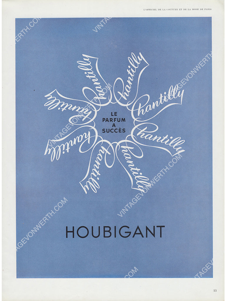 HOUBIGANT 1951 Vintage Print Advertisement Perfume Parfum 1950s