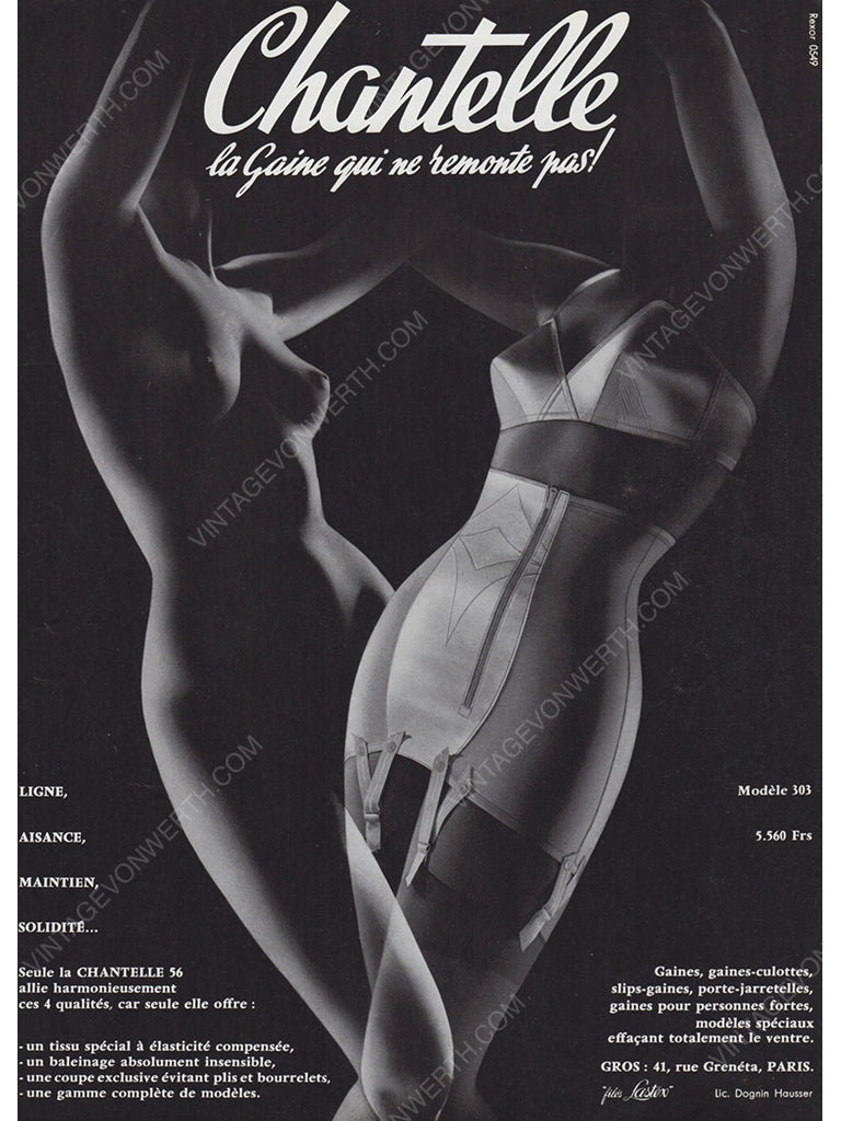 CHANTELLE 1956 Vintage Advertisement Lingerie Print Ad 1950s