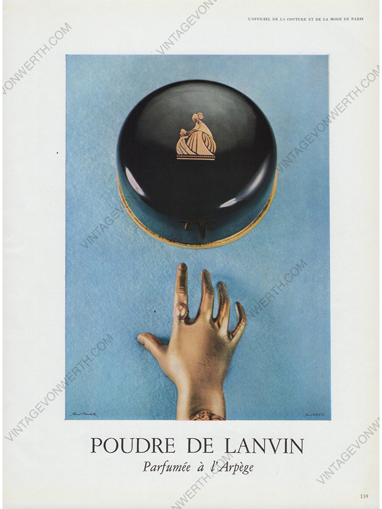 LANVIN 1956 Vintage Print Advertisement Beauty 1950s Reverse Jean Patou