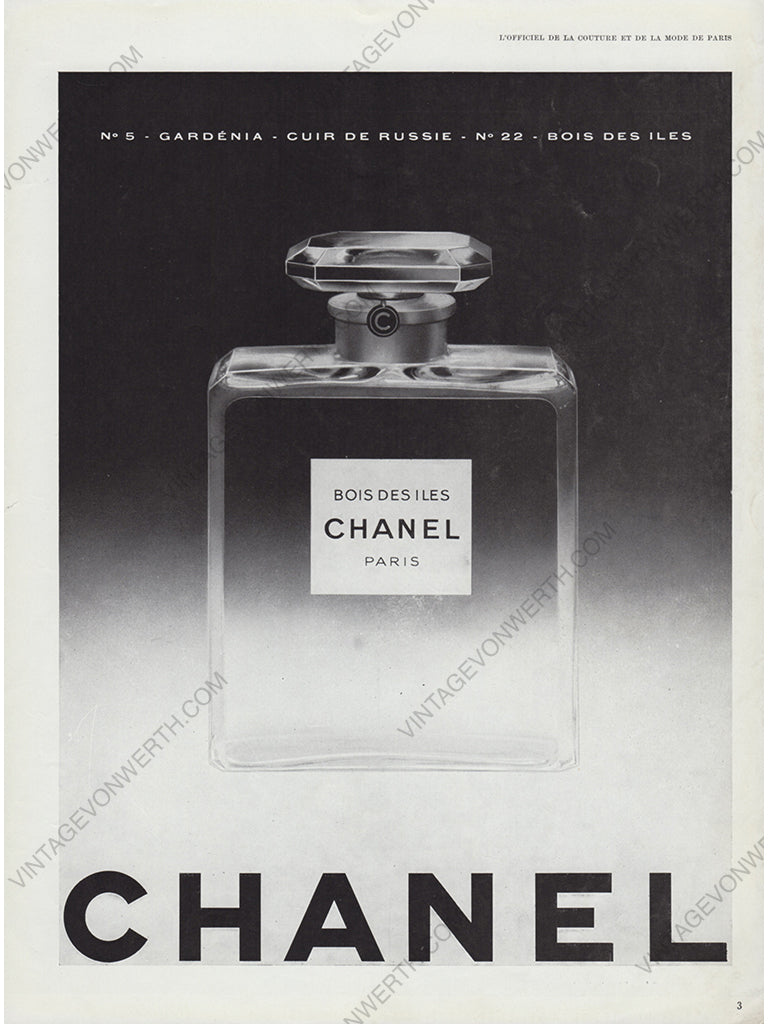 CHANEL 1956 Vintage Advertisement Bois Des Iles Perfume 1950s Print Ad