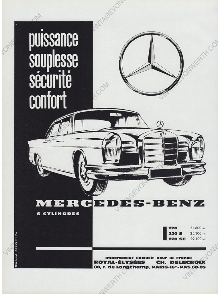 MERCEDES-BENZ 1962 Vintage Advertisement 1960s Classic Car Print Ad