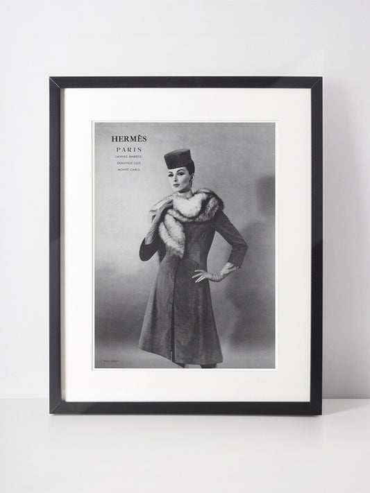HERMÈS 1962 Vintage Advertisement 1960s Furs Fashion Print Ad
