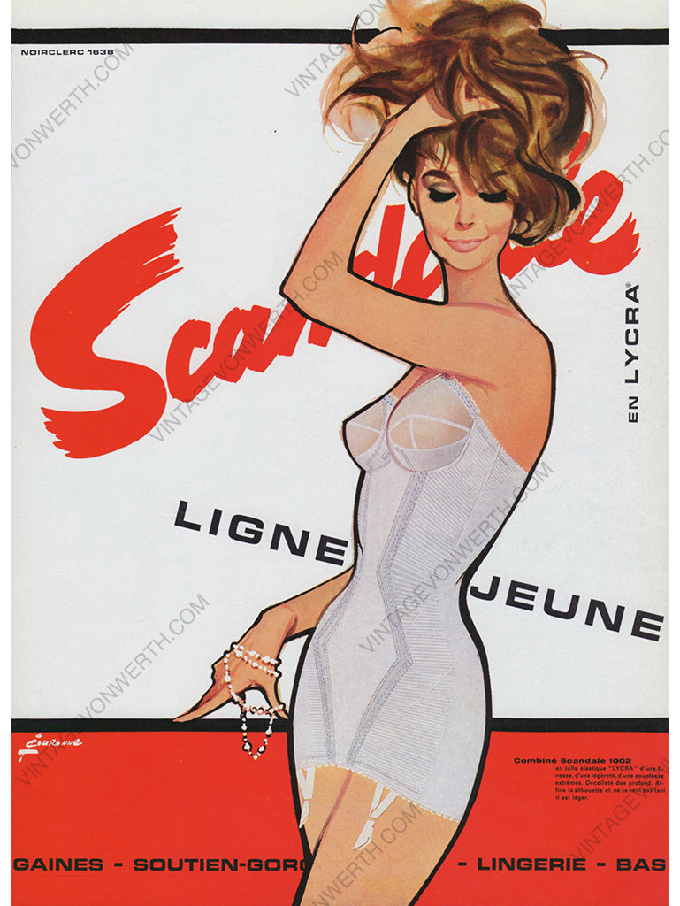 SCANDALE 1963 Vintage Advertisement 1960s Lingerie Ad Pierre Couronne