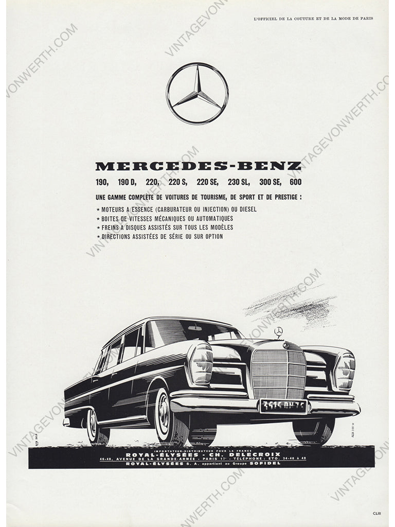 MERCEDES-BENZ 1964 Vintage Advertisement 1960s Oldtimer Classic Car Print Ad