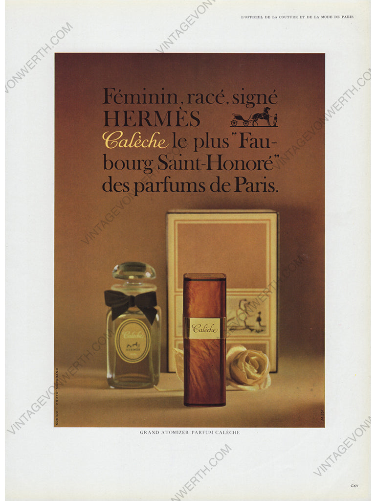 HERMÈS 1964 Vintage Advertisement 1960s Perfume Ad Calèche