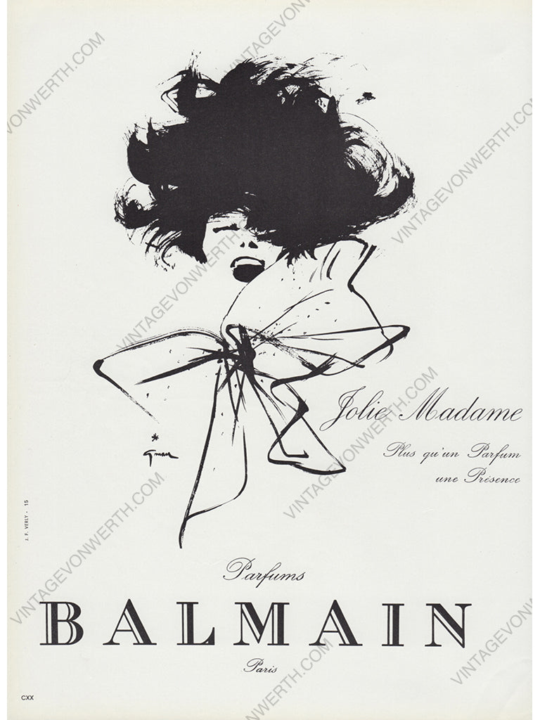 PIERRE BALMAIN 1965 Vintage Advertisement 1960s Perfume Ad René Gruau
