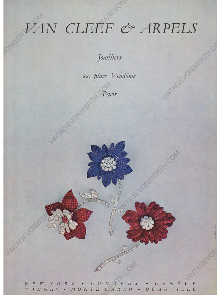 VAN CLEEF & ARPELS 1965 Vintage Advertisement 1960s Jewelry Ad